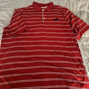 Cutter & Buck Red and White Striped Razorback Polo Shirt